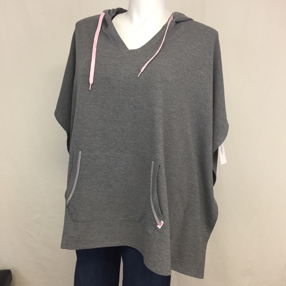 Dressbarn Women’s Gray & Pink Hooded Tunic, 2X